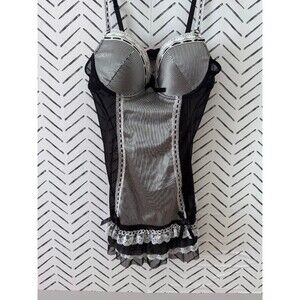 Elegant Black and White Striped Chemise